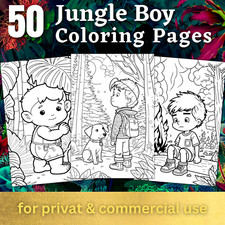 50 Jungle Adventure Coloring Pages Printable POD Permission