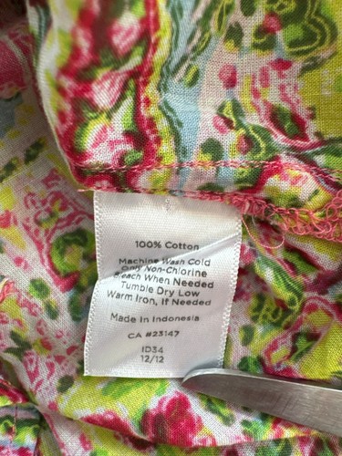 Blusa Talbots Petites XSP estampado cachemir manga 3/4 100 % algodón verde rosa - Imagen 4 de 5