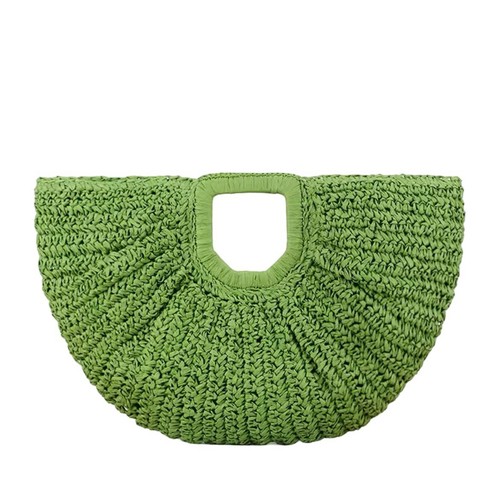 Crochet Half Moon Woven Straw Bag Handmade Beach Bag Women’s Boho Clutch Handbag - Picture 3 of 9
