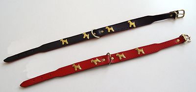 Motiv-Halsband Terrier schwarz oder rot mit Terrier-Applikationen Motivhalsband