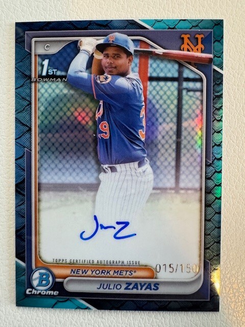 2024 Bowman Chrome 1st Julio Zayas Blue Reptilian Refractor Auto /150 #CPA-JZ
