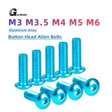 M3 M3.5 M4 M5 M6 Aluminum Button Head Screw Anodization Hex Socket Bolt Sky Blue