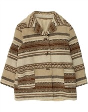 C&a Womens Duffle Coat Uk 44 Xl Beige Fair Isle Wool Gk12