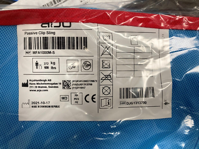 Harnais De Levage Patient Arjo Flites Sling MFA1000M-M - Taille Medium, Capacité 600 LB (272 Kg) Avec Clips - Neuf
