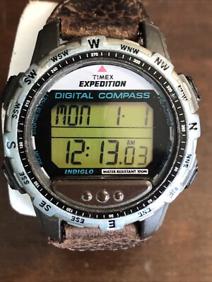 TIMEX Expedition Digital Compass Men s 42mm Quartz Watch Brown Silver Leather