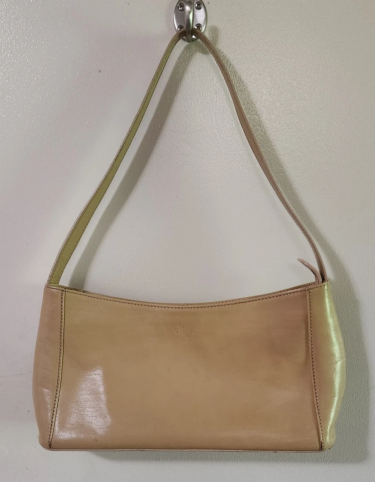 Bolso de mano Monsac original de cuero tostado con bolsa antipolvo, certificado de autenticidad. Leer Foto 2 de 4