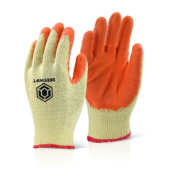 EC8 Orange Latex Grip Work Builders Scaffolders Gloves Size L