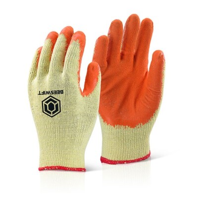 EC8 Orange Latex Grip Work Builders Scaffolders Gloves Size L