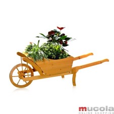 Garten Pflanzschubkarre Schubkarre aus Holz Blumenkarre Pflanztrog