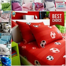Kids Fitted Sheet Pillow Case for SINGLE MATTRESS Boys Girls Grey Pink Bed Set