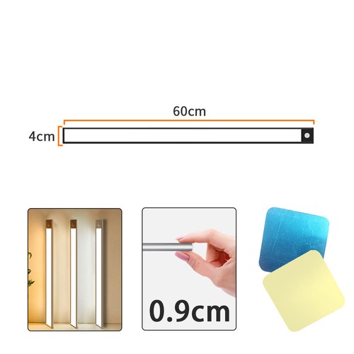Rechargeable Magnetic Cabinet Dimmable Lamp LED Motion Sensor Under Closet Light - Picture 30 of 41