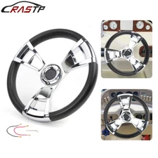 13.5" Boat Marine Steering Wheel 3 Spoke 3/4" Shaft Wheel for Yacht Speed Boat