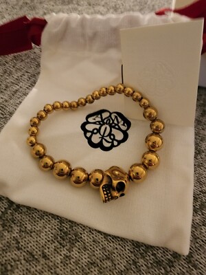 Alexander McQueen Skull Bracelet Gold Tone | eBay