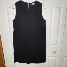 GAP Black Eyelet Sheath Dress Womens S Boxy Sleeveless Lined Minimal Neutral LBD