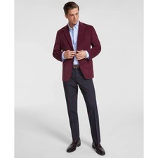 Tommy Hilfiger Corduroy Blazer Mens 42L Burgundy Two Button Jacket Coat NWT