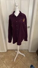 Vtg Disney Winnie The Pooh Shirt Adult Burgundy Corduroy - XL