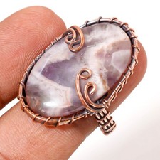 African Amethyst Gemstone Birthday Gift Wire Wrap Copper Jewelry Ring 10" PG 58