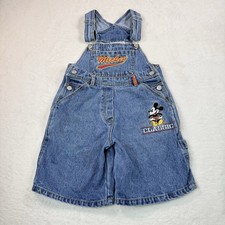 Vintage Mickey Mouse Denim Overall Jean Bib Shorts Embroidery Disney-90s Youth 8