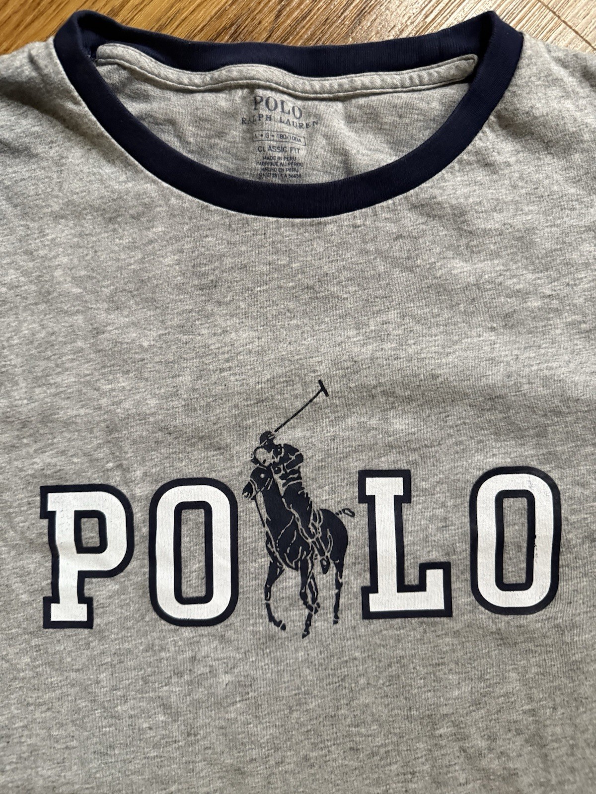 Polo Ralph Lauren grande logo polo pony vestibilità classica maglietta grigia casual cotone taglia L