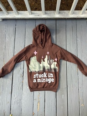 Broken Planet Puff Print Brown Stuck In A Mirage Hoodie Size Medium