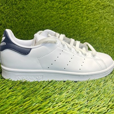 Adidas Stan Smith Boys Size 4.5Y White Navy Athletic Lifestyle Shoes Sneakers
