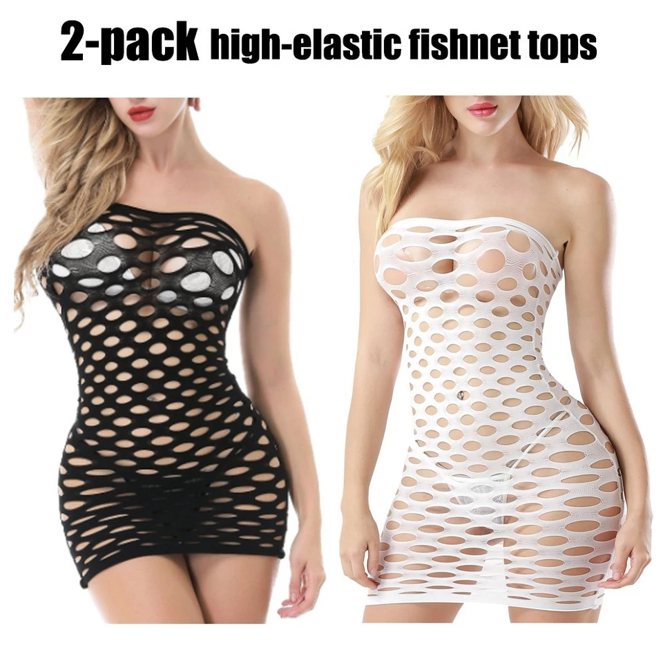 Body Medias de malla de malla acogedora Body Ropa de dormir Lencería Vestido Estilo 606 Foto 3 de 4