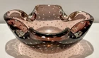 VINTAGE MURANO AMETHYST BULLICANTE CONTROLLED BUBBLE GLASS CIGAR ASHTRAY