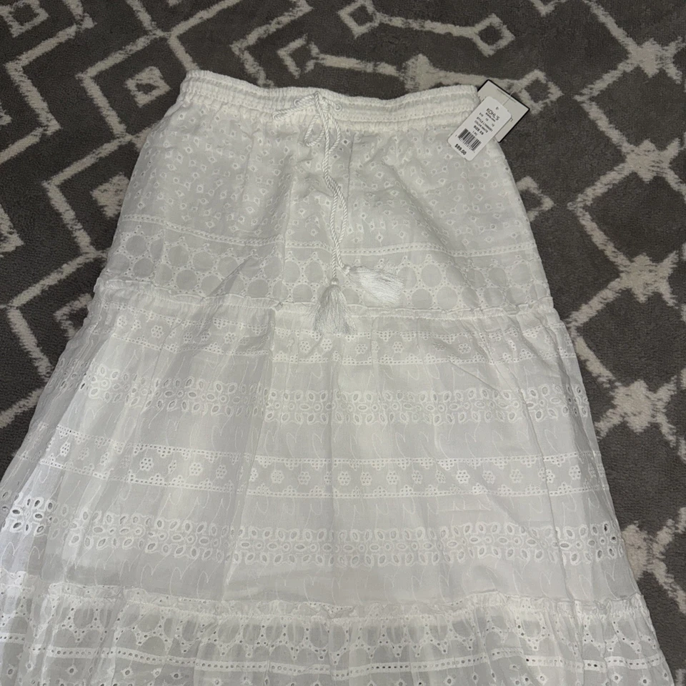 Falda de ganchillo bordada con ojales blancos Laundry by Shelli Segal ~ pequeña Foto 4 de 4