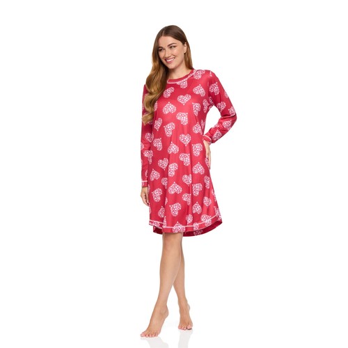 Womens Nightdress Long Sleeve Jersey Knit Ladies Nightie UK 8-22 - Picture 7 of 45