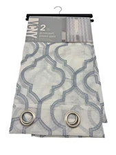 NEW VCNY Home Stone Blue Sheer Charlotte Curtain Panel Set of Two 38" x 96"