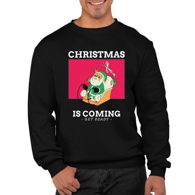 Christmas Is Coming Pullover | Lustiges Festliches Weihnachtsmann Sweatshirt Unisex