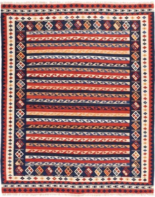Kelim Kashkouli Teppich 217x275 cm handgewebt Wolle Persien Unikat Neu