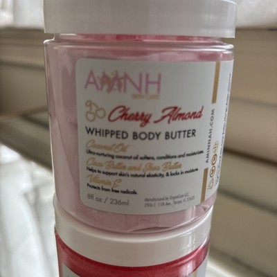 Aminnah Cherry Almond Sugar Polish 8 Oz & One Whipped Body Butter 8 fl oz.  2 Pc