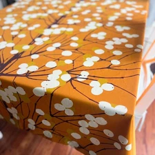 Crate & Barrel Marimekko ORANGE Lumimarja Tree Branch Tablecloth 60x90 RARE Fall