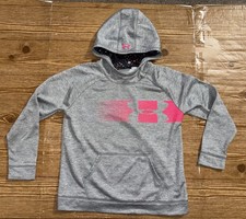 Under Armour Storm Hooded Sweatshirt Pink Gray Loose Hoodie Girls Youth X-Large