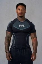 YOUNGLA (SOLD OUT) - 4065 - WARRIOR X COMPRESSION TEES - BLACK/BLUE - SMALL