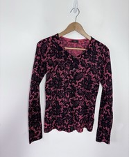 F F Women  s Black Patterned Knitted Cardigan Size 10