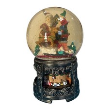 Mercuries 1994 Santa  s Workshop Musical Snow Globe 9  Vintage Christmas Sleigh