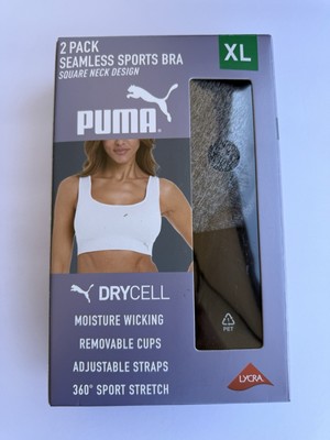 Puma Women's Seamless Active Performance Support Sports Bra 2 Pack Grey & Black