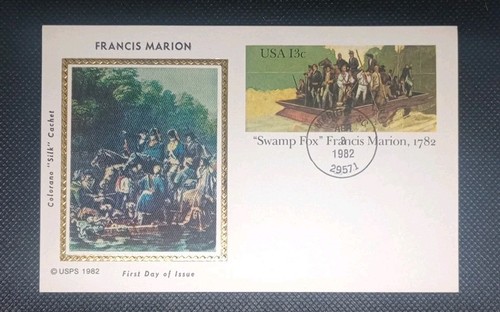US POSTAL CARD 1982 FRANCIS MARION POSTAL CARD 13C SCOTT FDC COLORANO SILK - Picture 1 of 5