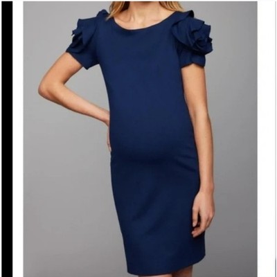 Pietro Brunelli Salisburgo Rose Maternity Black Ruffle Shift Dress Size S