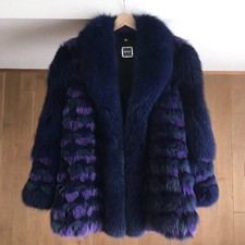 SAGA FOX Fox Fur Coat Luxury Real Fur Purple Women's Size M Multicolor Pre-Owned