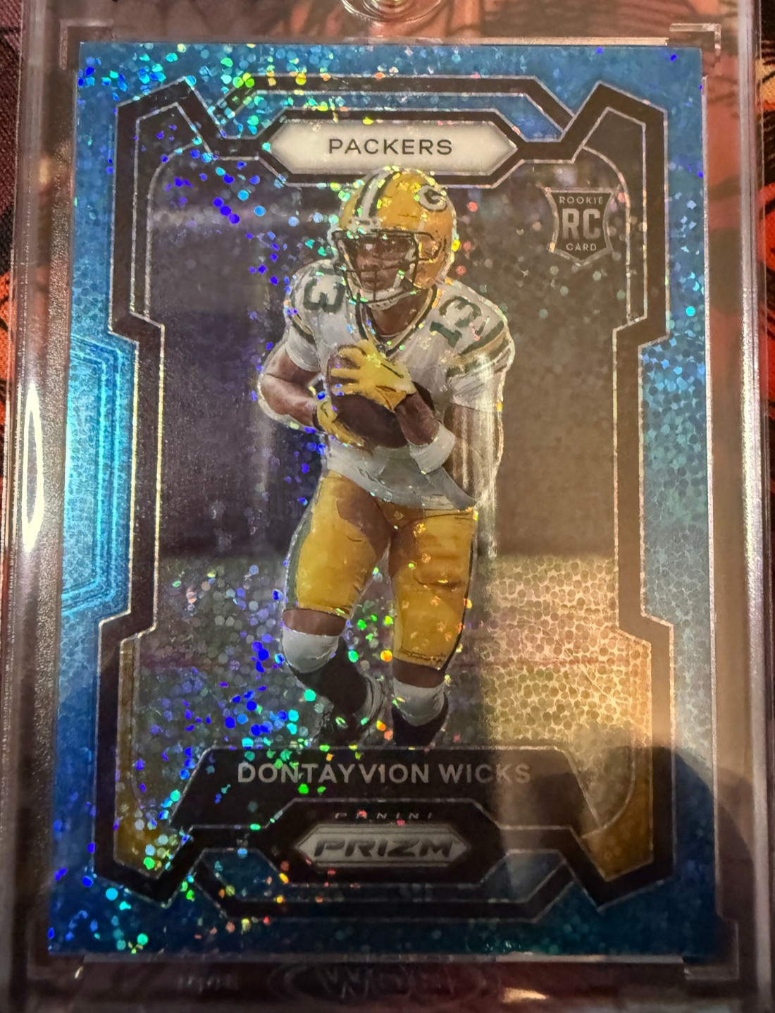 2023 Panini Prizm - Rookies Dontayvion Wicks #333 Blue Sparkle Prizm /96 (RC)