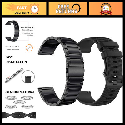 22mm Metal & Silicone Watch Bands for TicWatch Pro 3 Ultra, Amazfit GTR 4/3 - Un