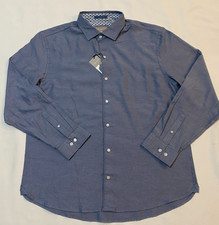 NWT-Ted Baker London Men's Size XL Blue Casual Button Up Long Sleeve Shirt,