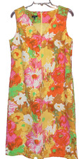 Talbots Sheath Dress Women's Size 10 Zip Multi-color Floral Sleeveless Pockets