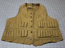 VTG 30s 40s Brown Canvas Button Outdoor Hunting Military Buckleback Field Vest