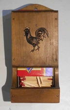 LAST CHANCE! Antique Wooden Match Box Holder