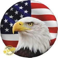 15"Eagle American Flag Spare Tire Cover Fit For Jeep Rv SUV Truck Travel Trailer
