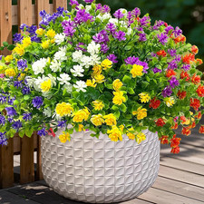 Colorful Artificial Flowers for Outdoors, 10 Bundles Realistic Spring Outdoor Fa